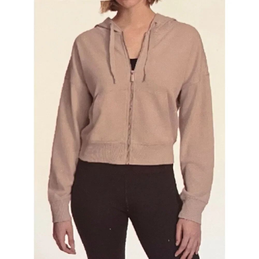 DKNY Women’s Hoodie Zip-Up Jacket XXLPebble Beige NWT Style DPMJ9614
